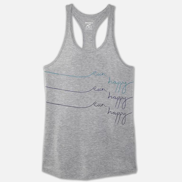 Brooks Distance Graphic - Womens Running Tank Top - Grey (32074EZJP)